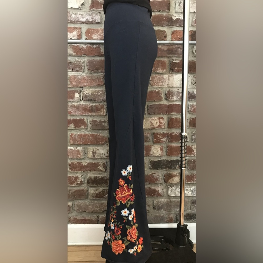 Embroidered Navy Women's Pants